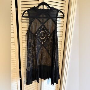 Free People Black Crochet Panel Sleeveless Women’s Top